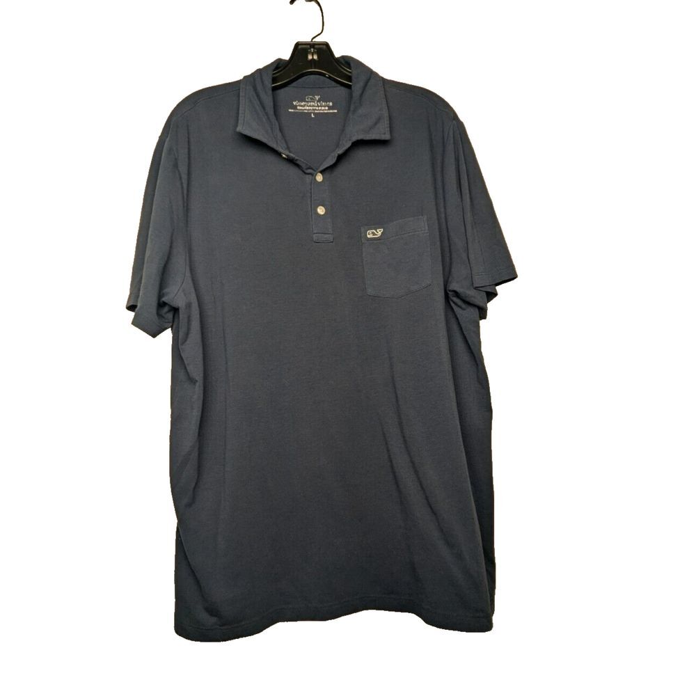 Vineyard Vines Mens Edgartown Performance Polo‎ Short Sleeve Blue Large Golf